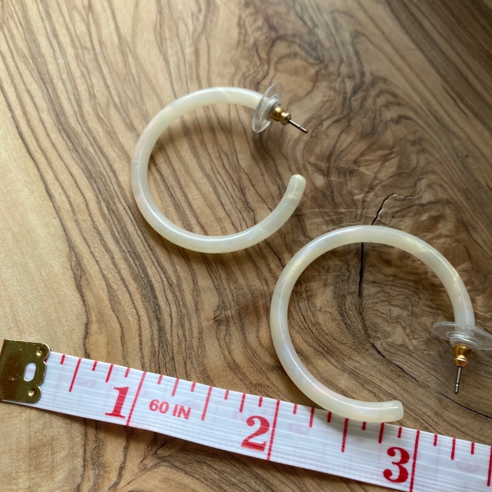 J. Crew white pearlescent lucite hoops